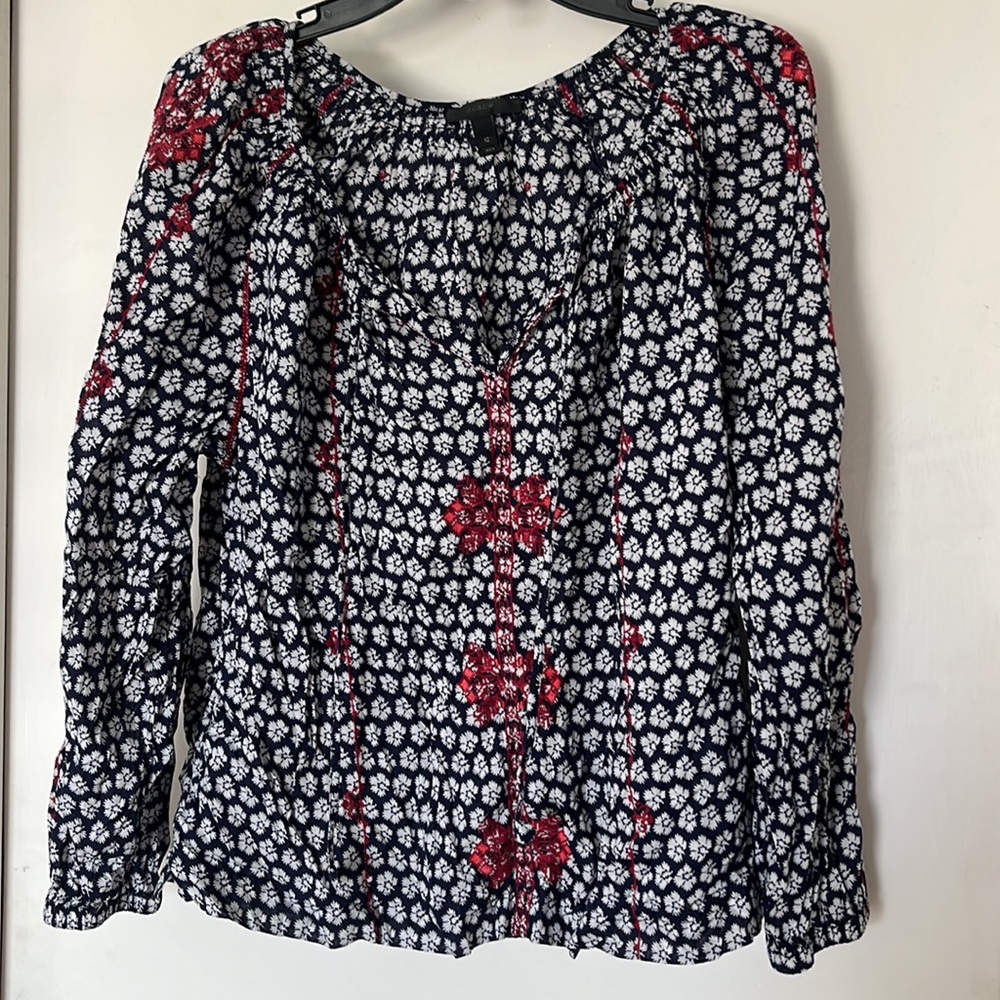 JCrew Peasant Tie Top